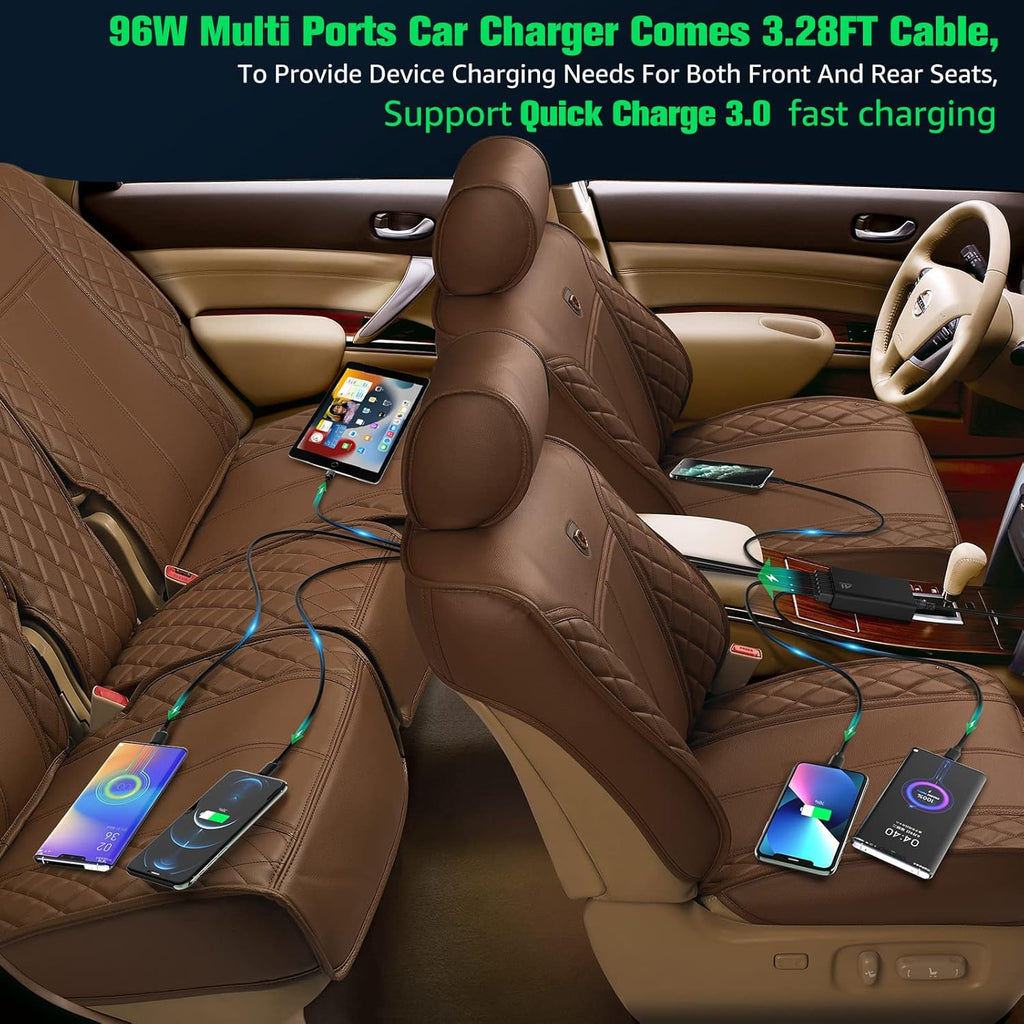 Multi Ports USB Car Charger, 96W 6 Port QC3.0 Fast Adapter Multiple Ports, with Four Quick Charge 3.0 Port, 12V-24V