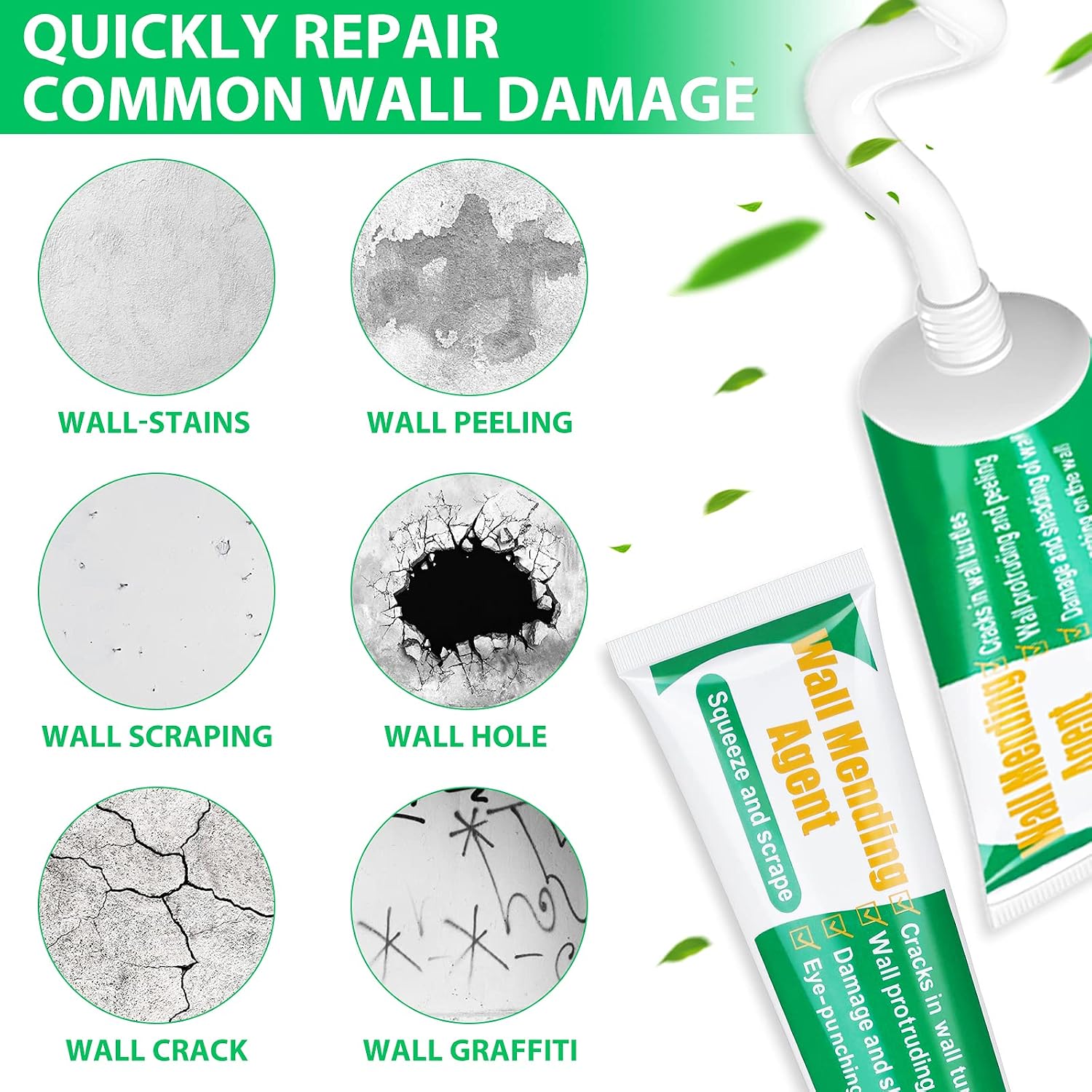 Drywall Repair Kit - Large Hole Patch, Wall Mending Agent with Scraper - Easy to Fill Holes for Home Wall, Plaster