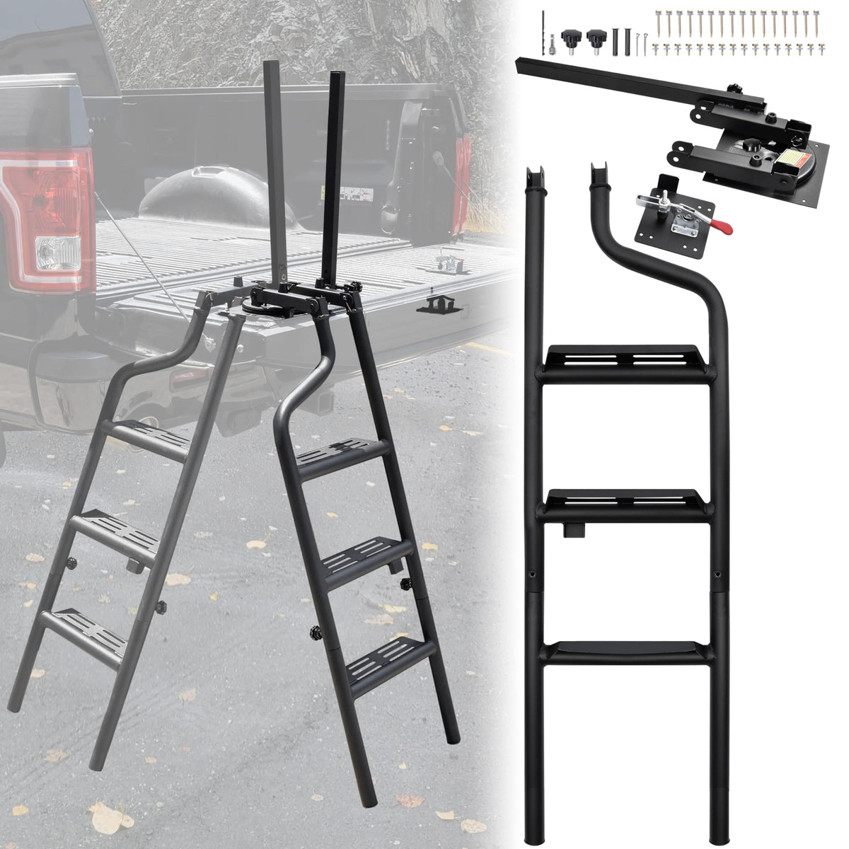 45" Foldable Pickup Truck Tailgate Ladder with Grab Handle