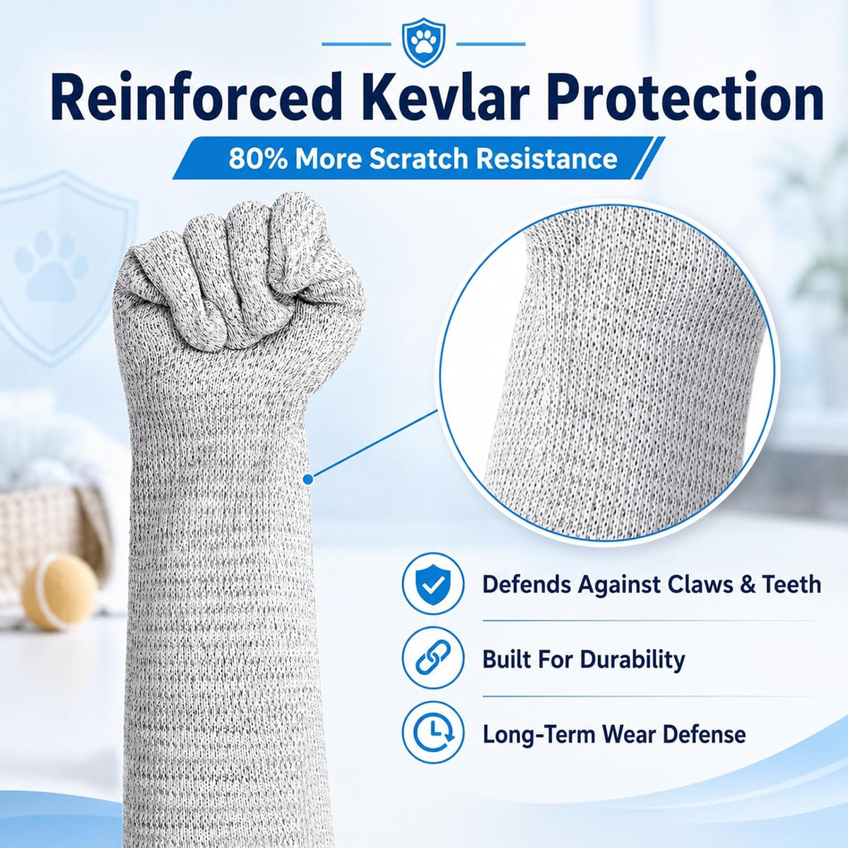 Extra Long Cat Grooming Arm Sleeves Cat Gloves Bite Proof