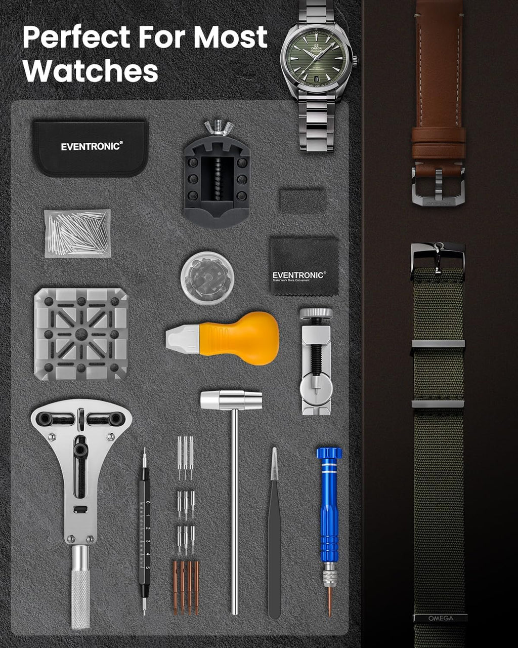 154PCS Watch Repair Kit:Watch Link Removal & Battery Replacement | All-in-One Watch Repair Tools & Kits with Band Pin
