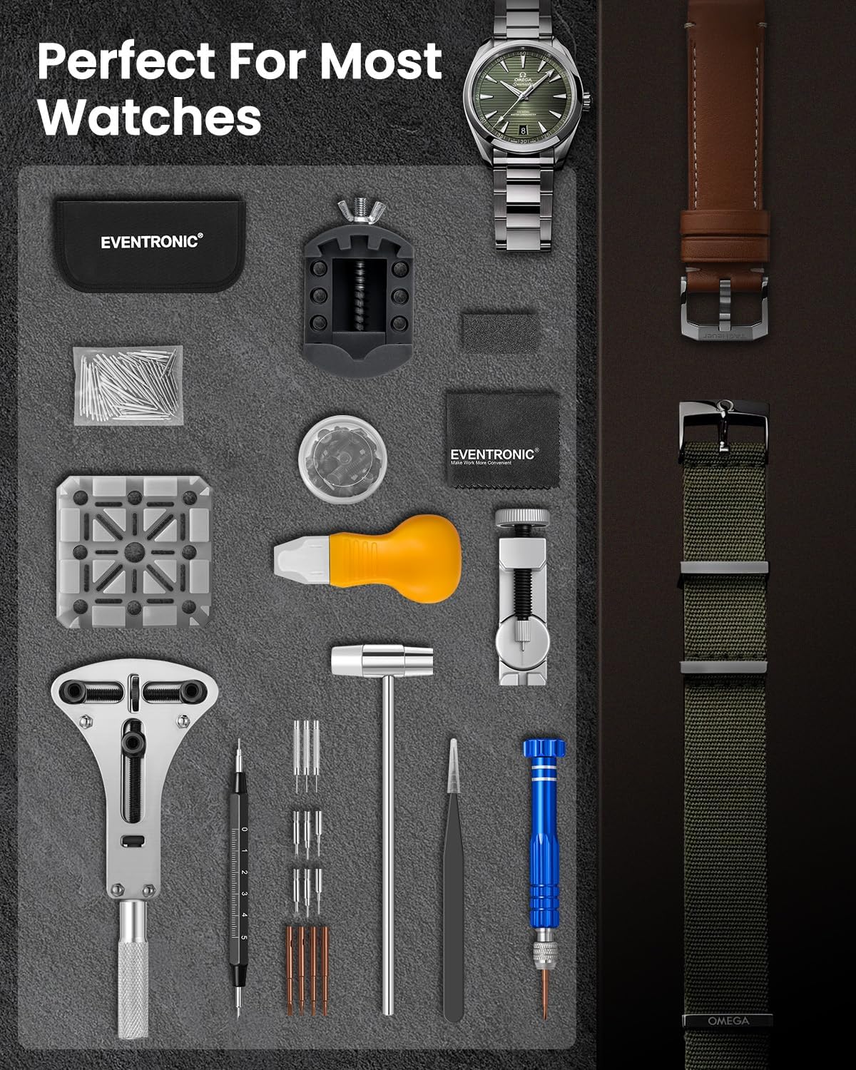 154PCS Watch Repair Kit:Watch Link Removal & Battery Replacement | All-in-One Watch Repair Tools & Kits with Band Pin