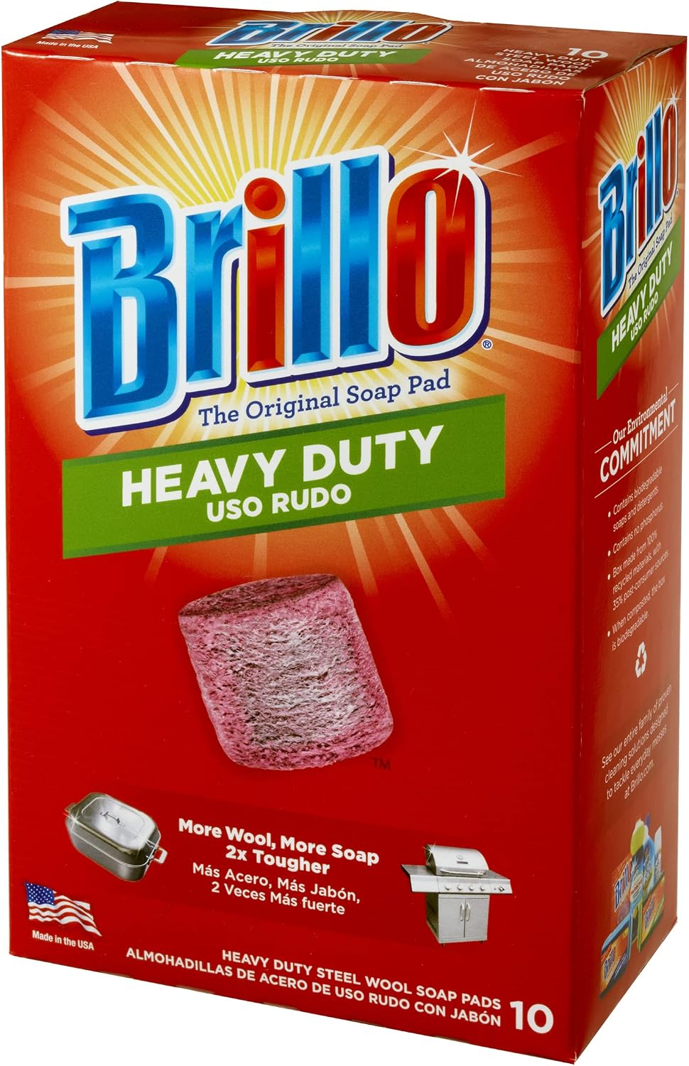 Heavy Duty Steel Wool Soap Pads, Original Red Scent, 10-Count