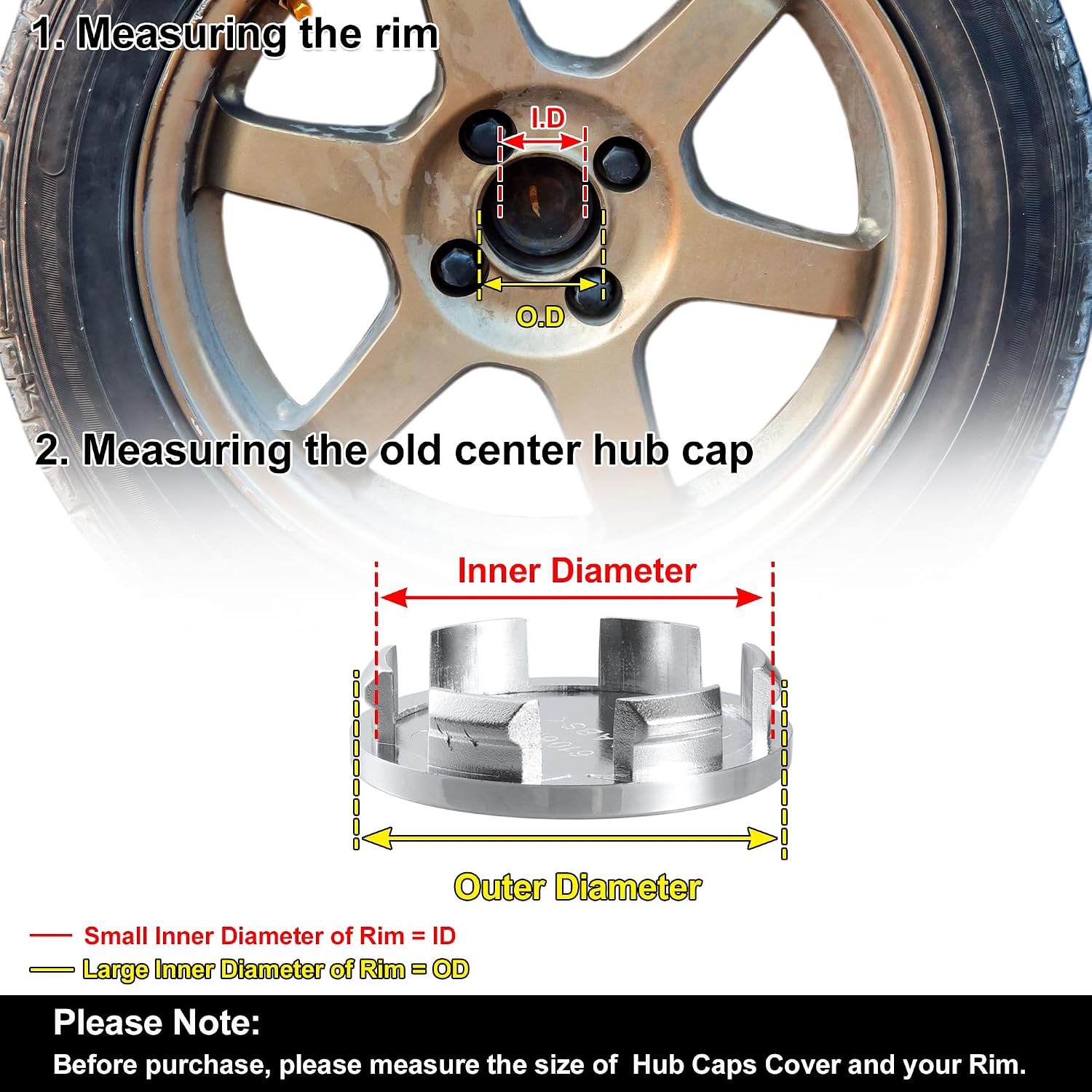 48mm Inner Diameter 6 Clips 53mm Overall Outer Diameter Wheel Rim Hub Center Caps Cover Silver Tone - Pack of 4 | 6