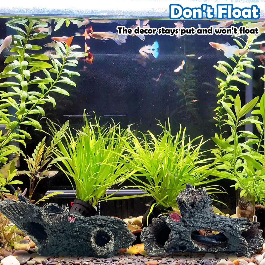 2 Pcs Decaying Trunk Aquarium, Betta Fish Ornament, Freshwater Ornament - Small Resin Aquarium Decoration Log, 20