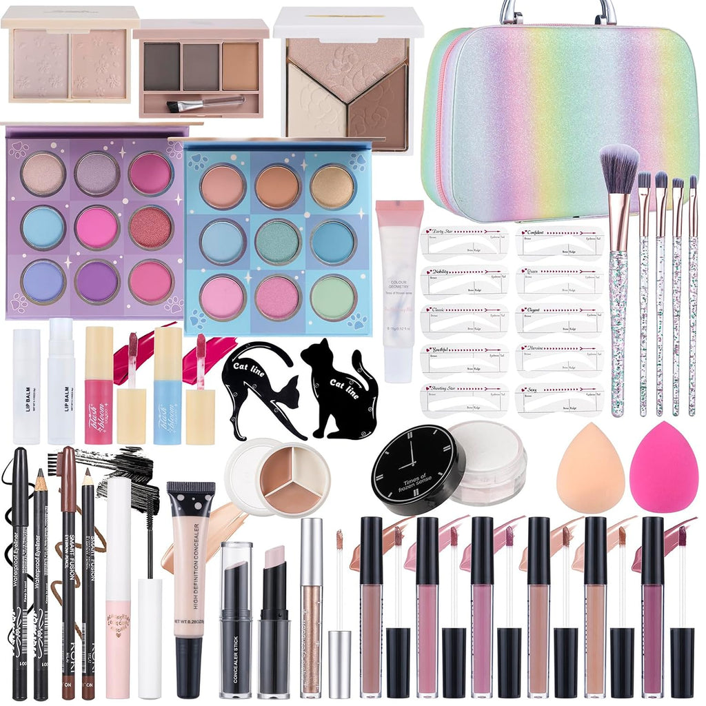 Makeup Kits For Girls Teens, Makeup Gift Set For Women with Eyeshadow Palettes, Brushes, Lip Gloss, Travel Make up