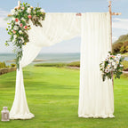 2 Panels Wedding Arch Draping Fabric Ivory Sheer Drapes