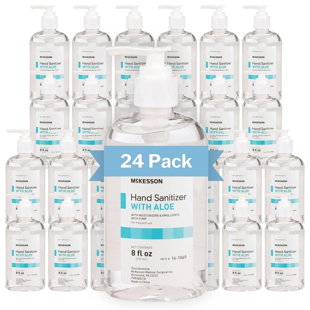 Hand Sanitizer Pump with Aloe, Bulk, 8 oz, 24 ct