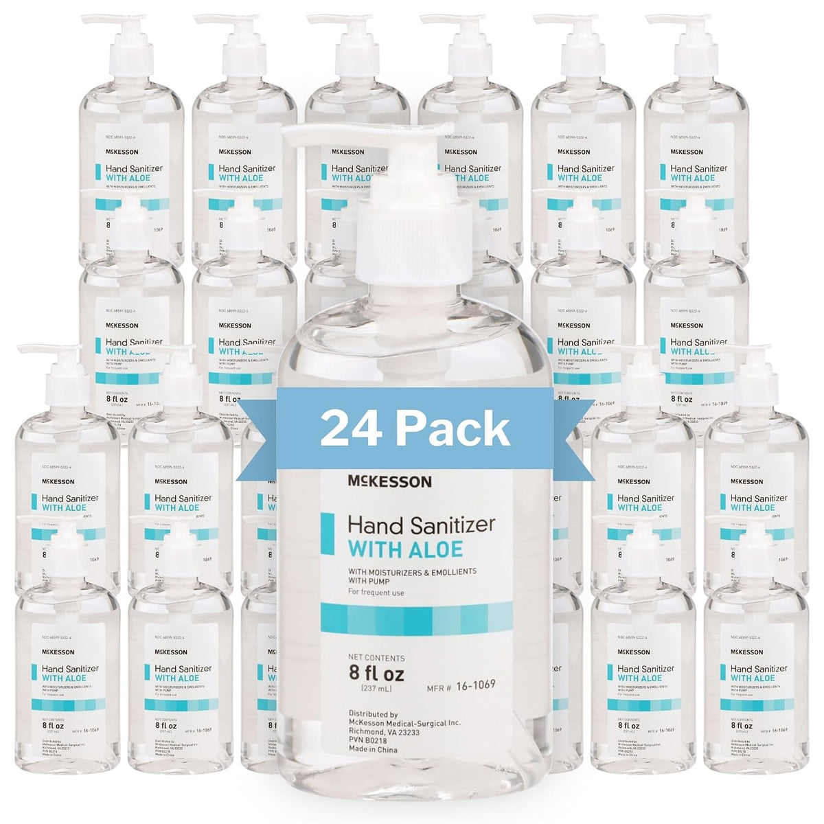Hand Sanitizer Pump with Aloe, Bulk, 8 oz, 24 ct
