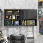 Locking Metal Wall Mounted Garage Storage Cabinet with Doors and Shelves