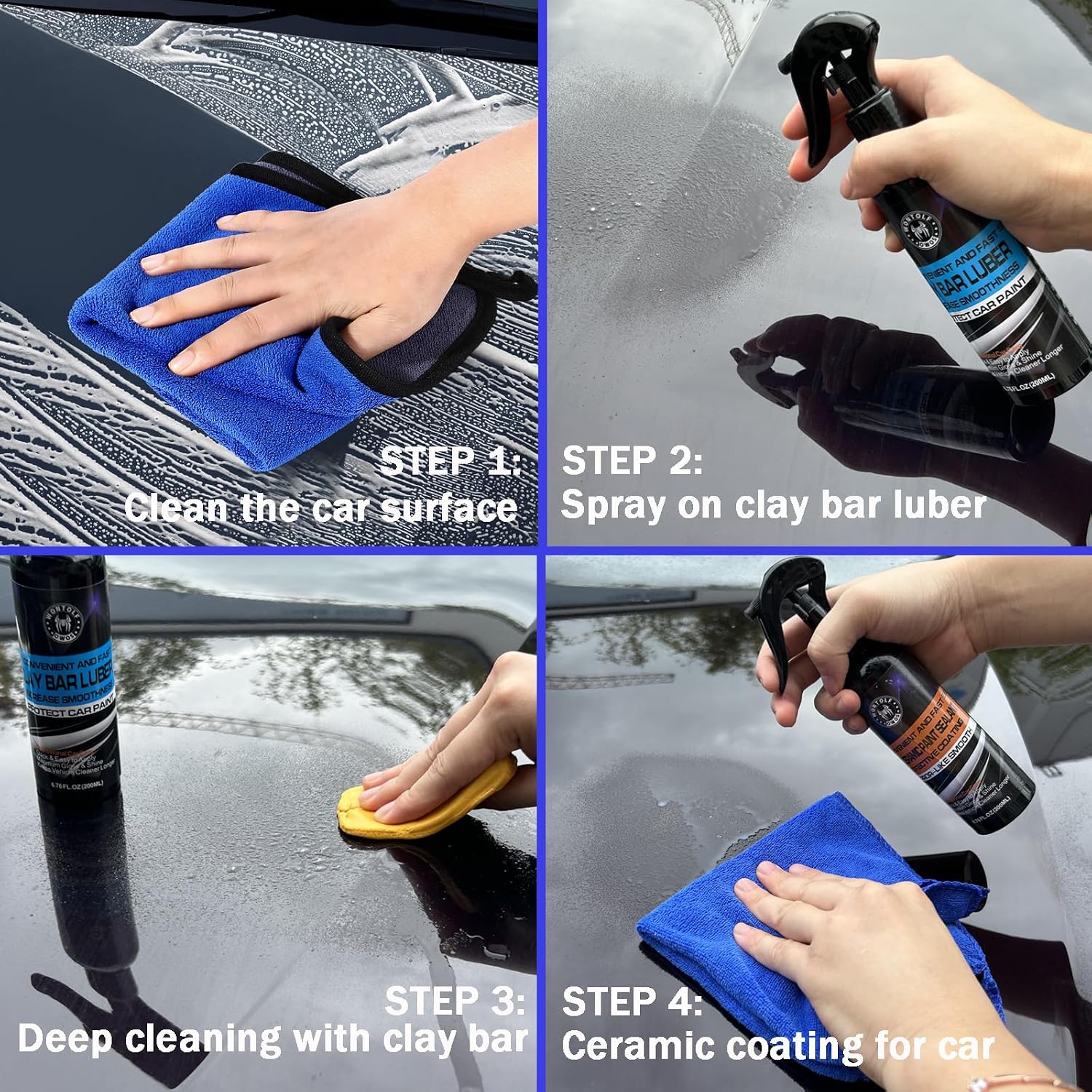 Heavy Duty Car Clay Bar Auto Detailing Clay Luber Synthetic Lubricant Kit - Ceramic Coating Spray Ceramic Coating for