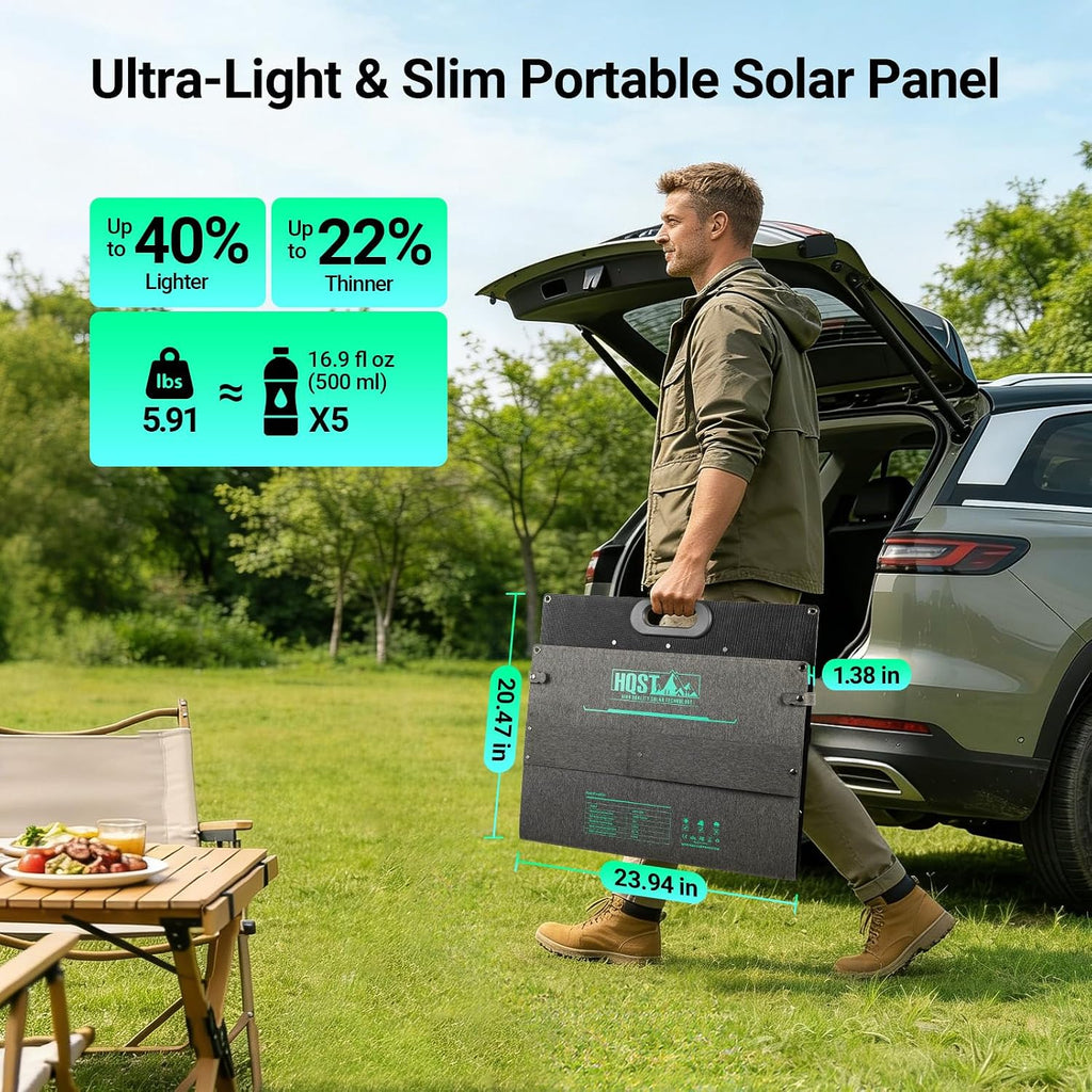 100W Portable Solar Panel, N-Type, 25% Efficiency, IP67 Waterproof | Only 5.91 lb, Foldable, 3-in-1 Adapter Cable &