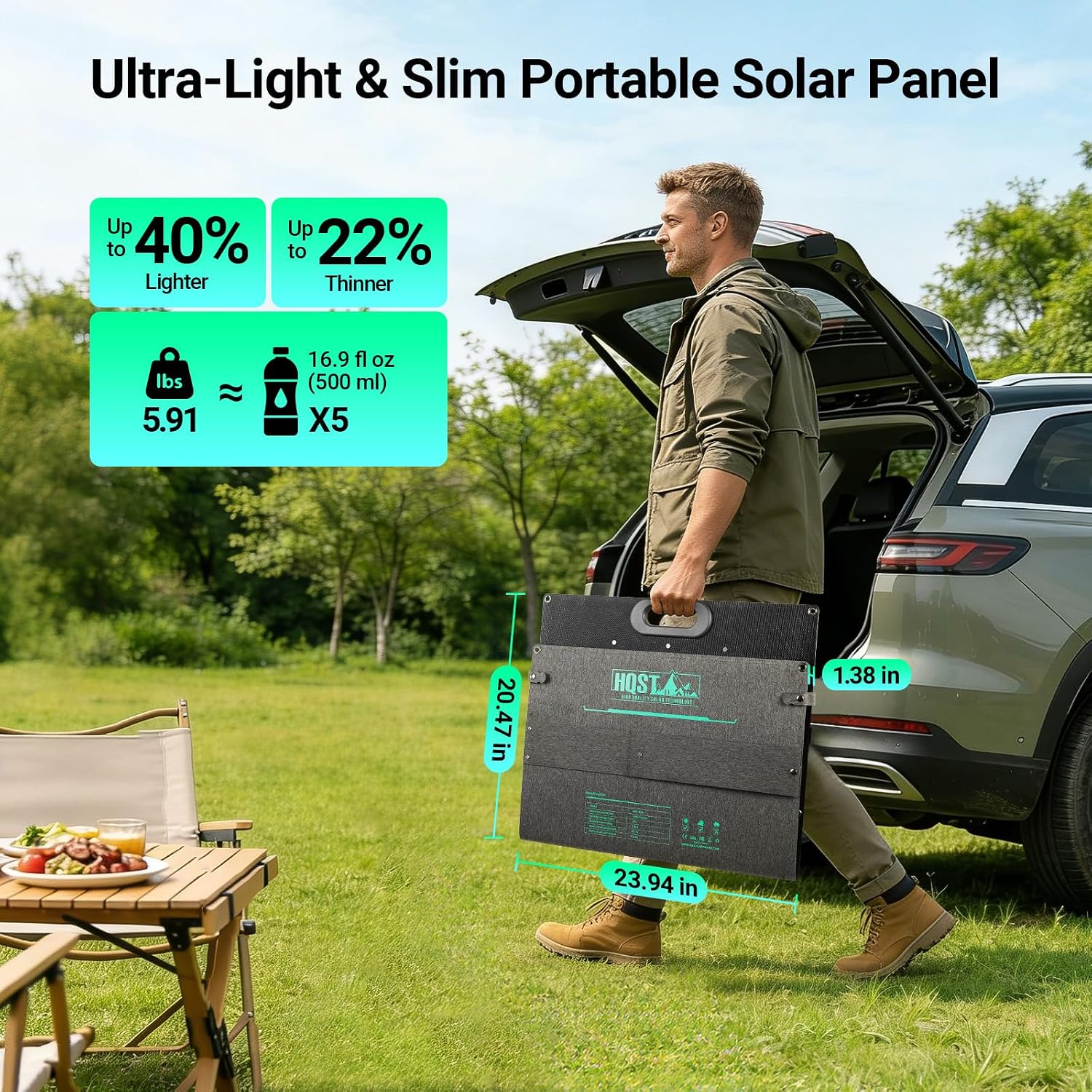 100W Portable Solar Panel, N-Type, 25% Efficiency, IP67 Waterproof | Only 5.91 lb, Foldable, 3-in-1 Adapter Cable &