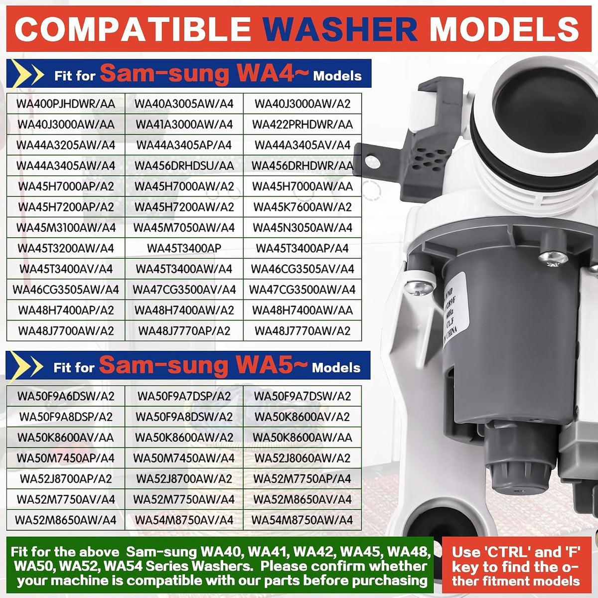 WA50F9A6DSW/A2 WA52M7750AV/A4 Washer Drain Pump Assembly Fit for Sam-sung