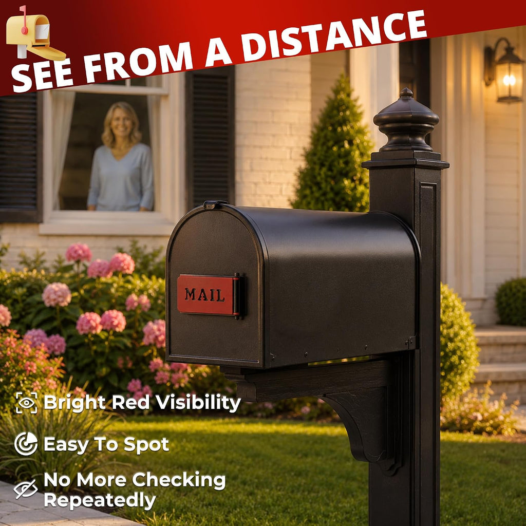 Mailbox Flag Replacement Kit Metal Front Mount Red Mailbox Flag for Brick, Stone Mailboxes | Mail Alert Flag |