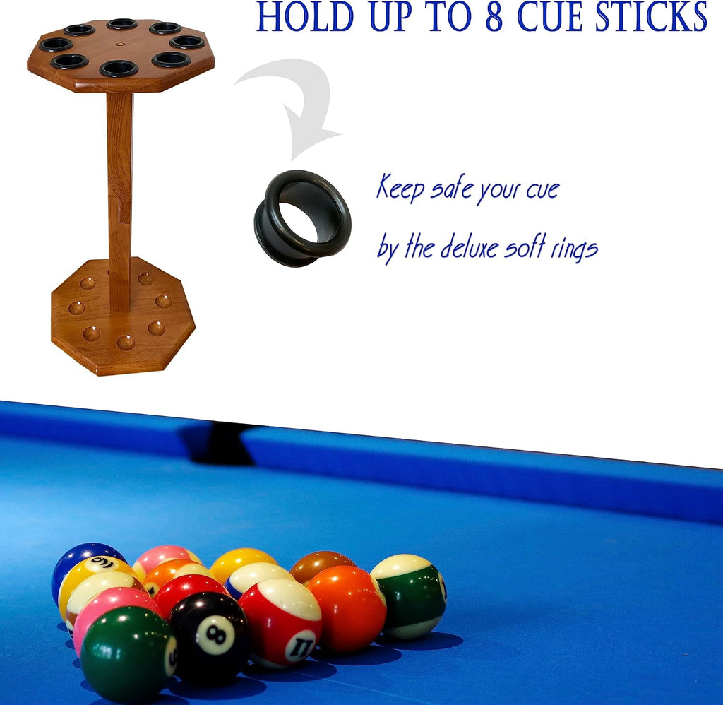 Freestanding Billiard Cue Rack, Pool Table Accessories Hold 8 Cues, Pool Cue Stick Holder, Wooden Floor Stand Pool