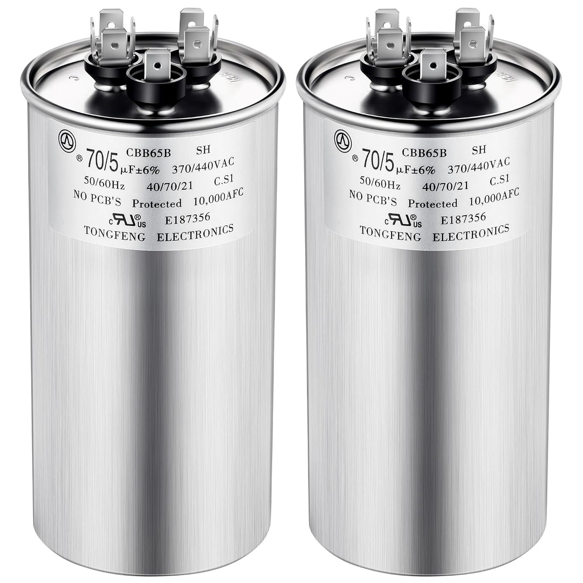 Umigy 2 Pack 70/5 uF 70+5 MFD 370/440VAC Dual Run Round Capacitor