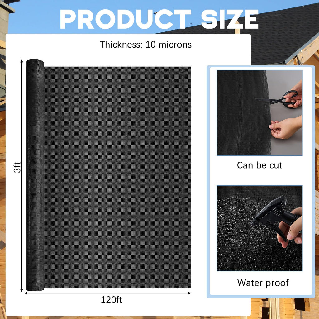 3 x 120 ft House Wrap, Black