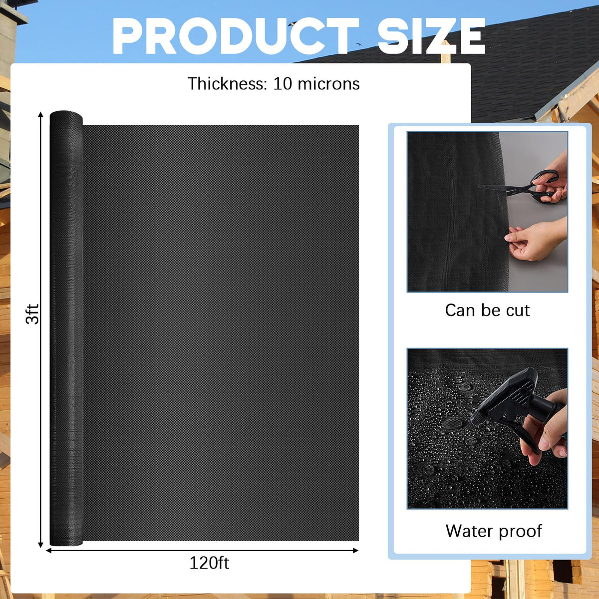 3 x 120 ft House Wrap, Black