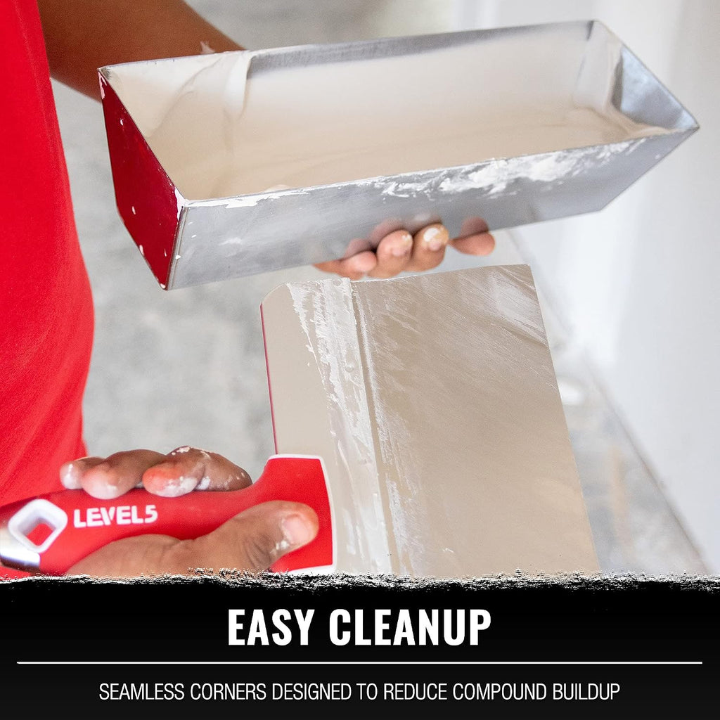 Drywall Finishing Hand Tool Kit | 5, 6 Inch Joint Knives, 10, 12 Inch Taping Knives, 14 Inch Mud Pan | Stainless