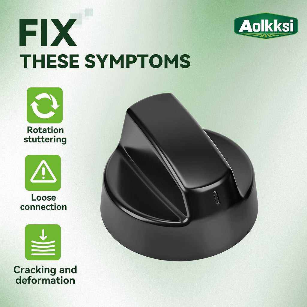 Upgraded 4 Pack Universal Black Control Knobs with 12 Adapters - Wide Application for Oven, Stove, and Range Universal Knobs - Knob D-Hole Compatible with 0.24, 0.31 inch