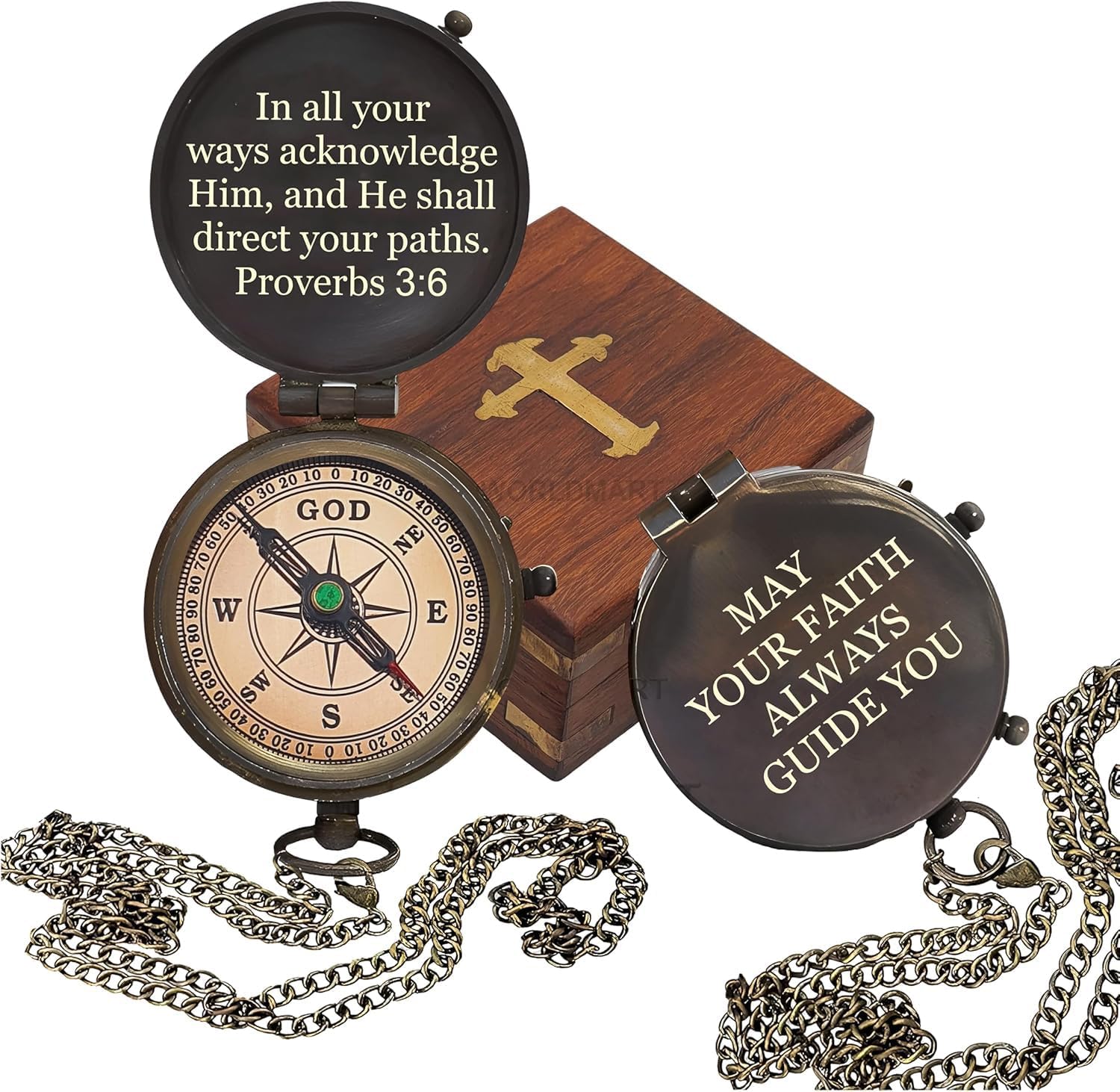 Baptism Gifts for Boys - Engraved Working Handmade Compass with Scripture - Religious, Christian, Catholic