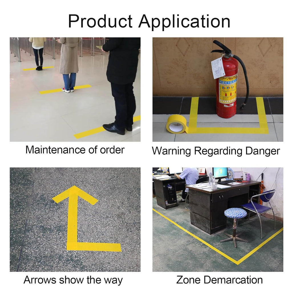 Floor Marking Tape 4 Inch x 108FT Yellow Warning Safety Stripe Tape for Walls, Floors, Pipes, Warterproof Caution