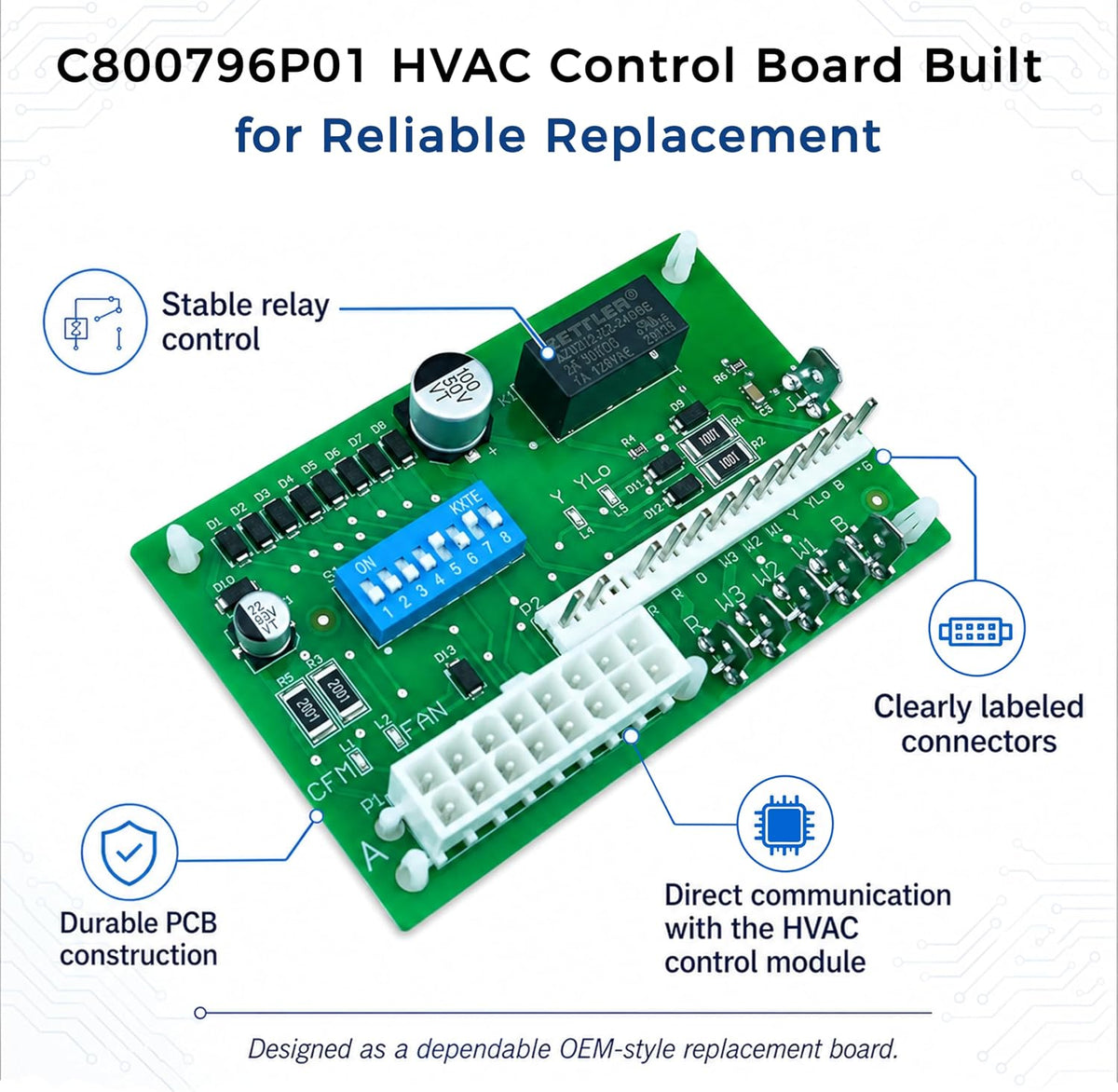 C800796P01 Furnace Control Board Replacement for Trane & American Standard