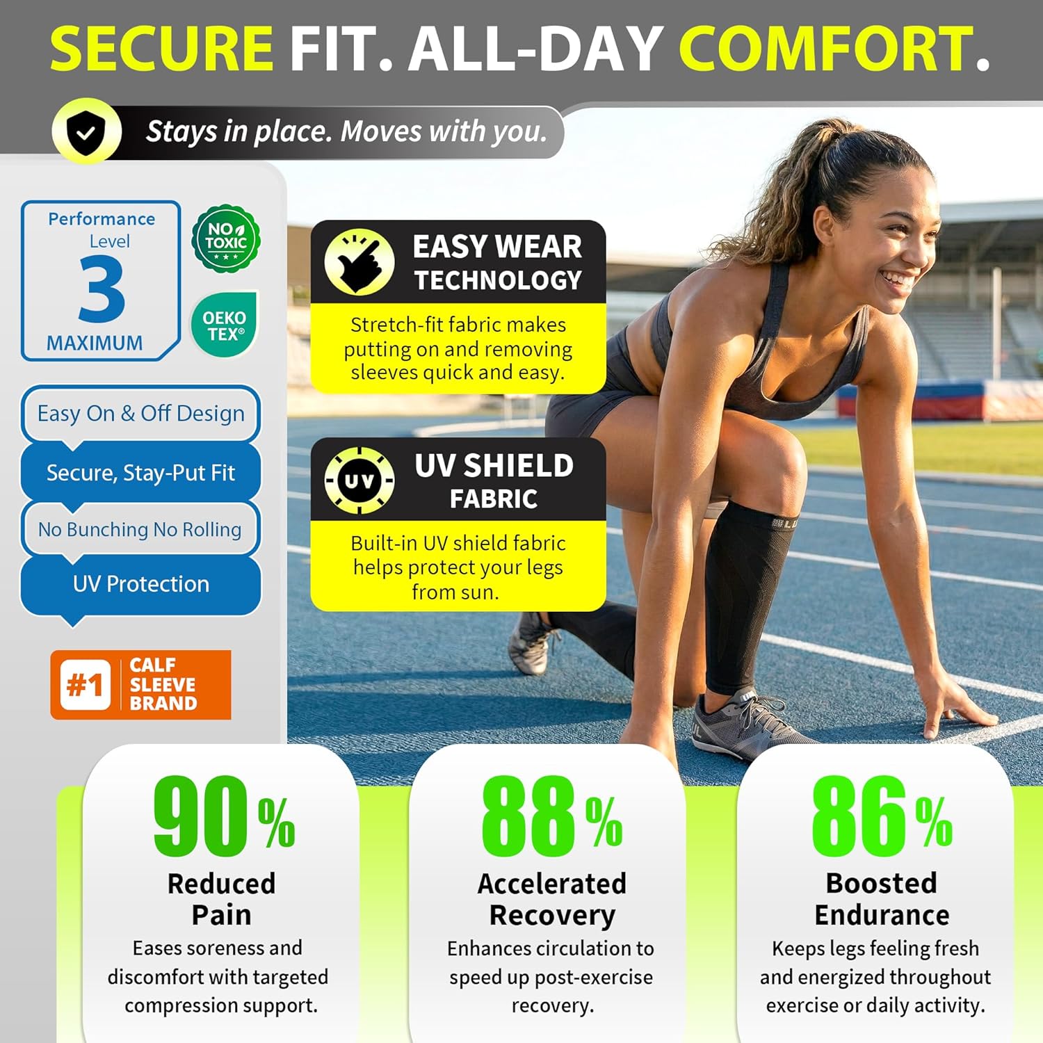 3 Pairs Calf Compression Sleeves for Men and Women. Footless Compression Socks & Leg Support for Running, Travel