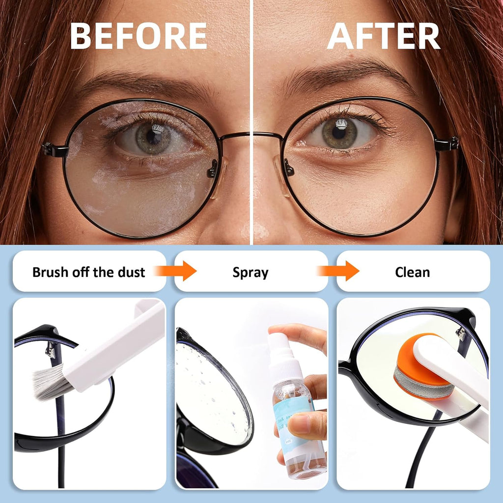 Glasses Cleaner Eyeglass Cleaning Kit with Anti Fog Spray, Microfiber Cloth | Streak-Free Cleaning Pads，Lens Wipes