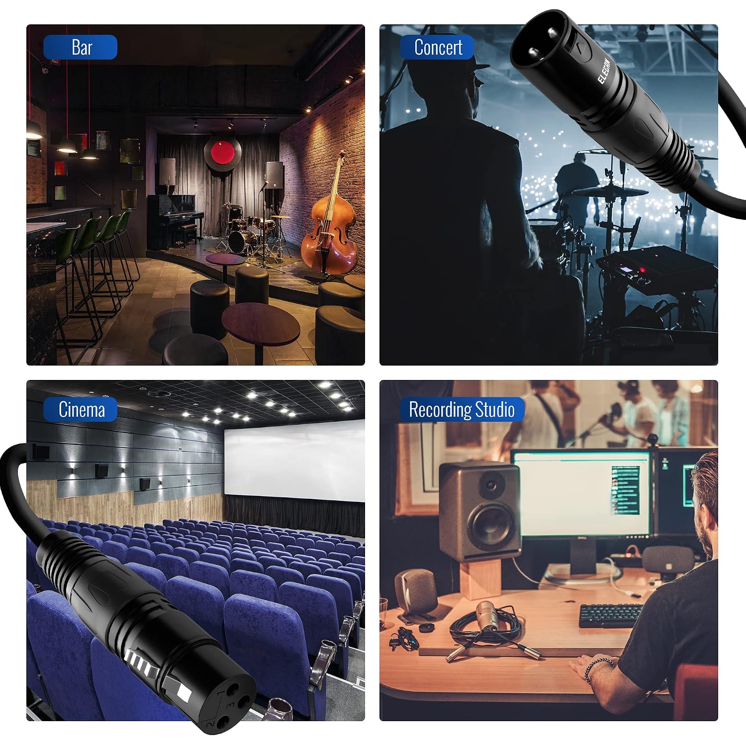 XLR Cable Microphone Cable 25 Feet,Elecan Heavy Duty Balanced XLR Speaker Cable (From 25-200FT) 3-Pin Shielded Male