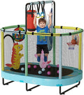 Kids Trampoline, Indoor Trampoline Approved by ASTM, Safety Enclosure Net and Adjustable Handrail, 1-8 Children