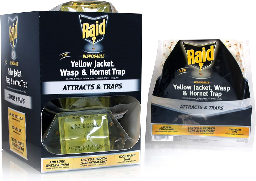 Yellow Jacket, Wasp & Hornet Trap, 6 Pack, Disposable, Convenient, Hanging Fly Trap Bags with Food-Based Lure