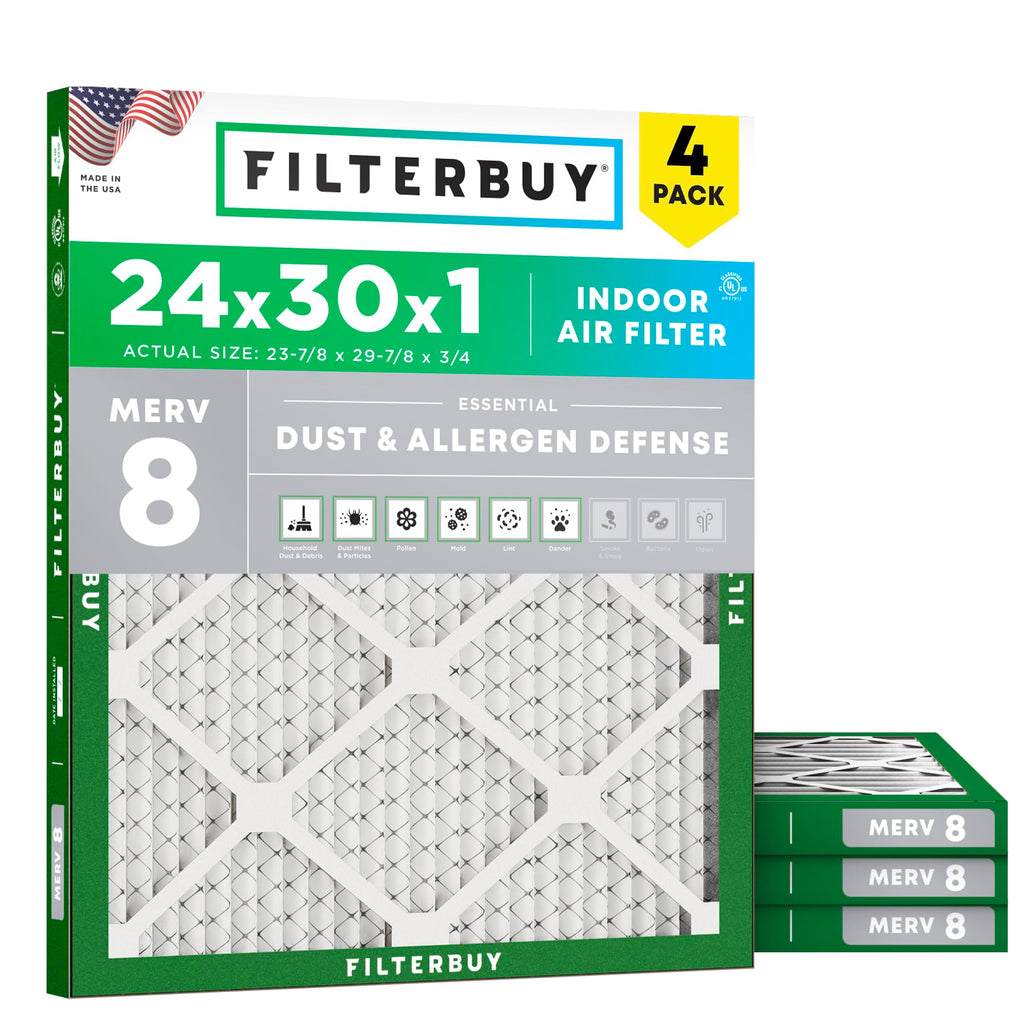 24x30x1 Air Filter MERV 8 Dust & Allergy Defense (4-Pack)