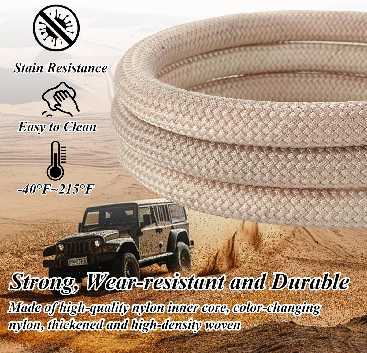 Kinetic Recovery Strap(1" x 30ft), 22,000lbs Tow Straps Heavy Duty with Loops, Nylon Off Road Tow Rope with 2 D-Ring