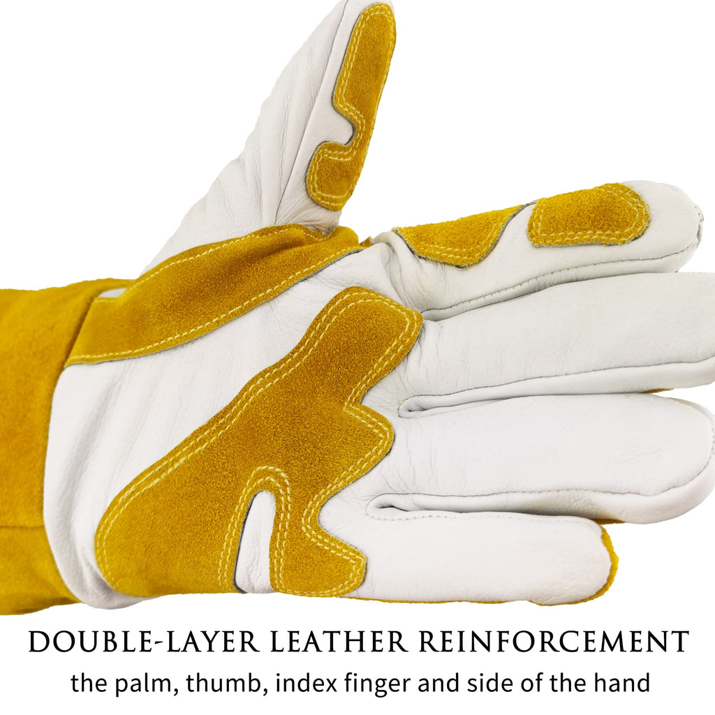 14 In Professional MIG & TIG Welding Gloves,Extra Large,Yellow-white
