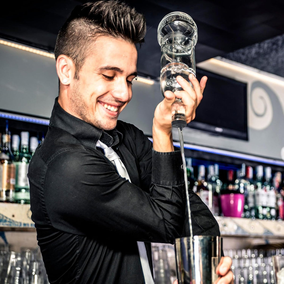 Oversized Cork Metal Liquor Pourers with Dust Caps, 6 Pack