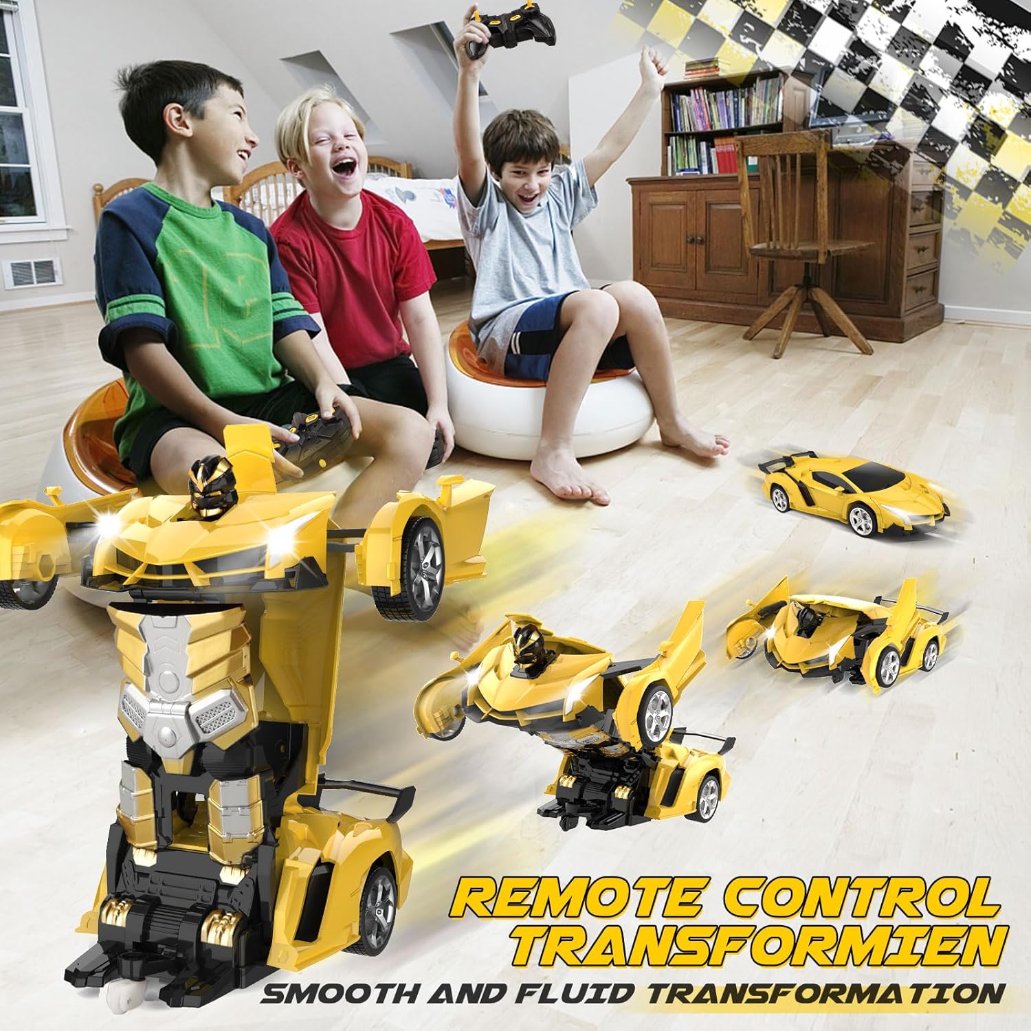 Transform Remote Control Car Toy for Kids 4 5 6 7 8, Remote Control Car for Boys 4-7, Transform Cars for Boys 4-6