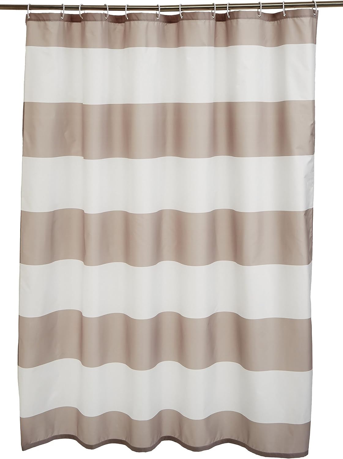 Bathroom Shower Curtain, Water Resistant Fabric with Rust Proof Grommets & Hooks, Weighted Hem, Machine Washable