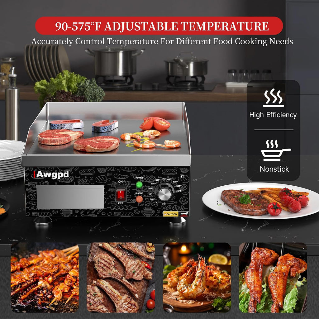 14" Commercial Electric Griddle,Electric Countertop Flat Top Griddle