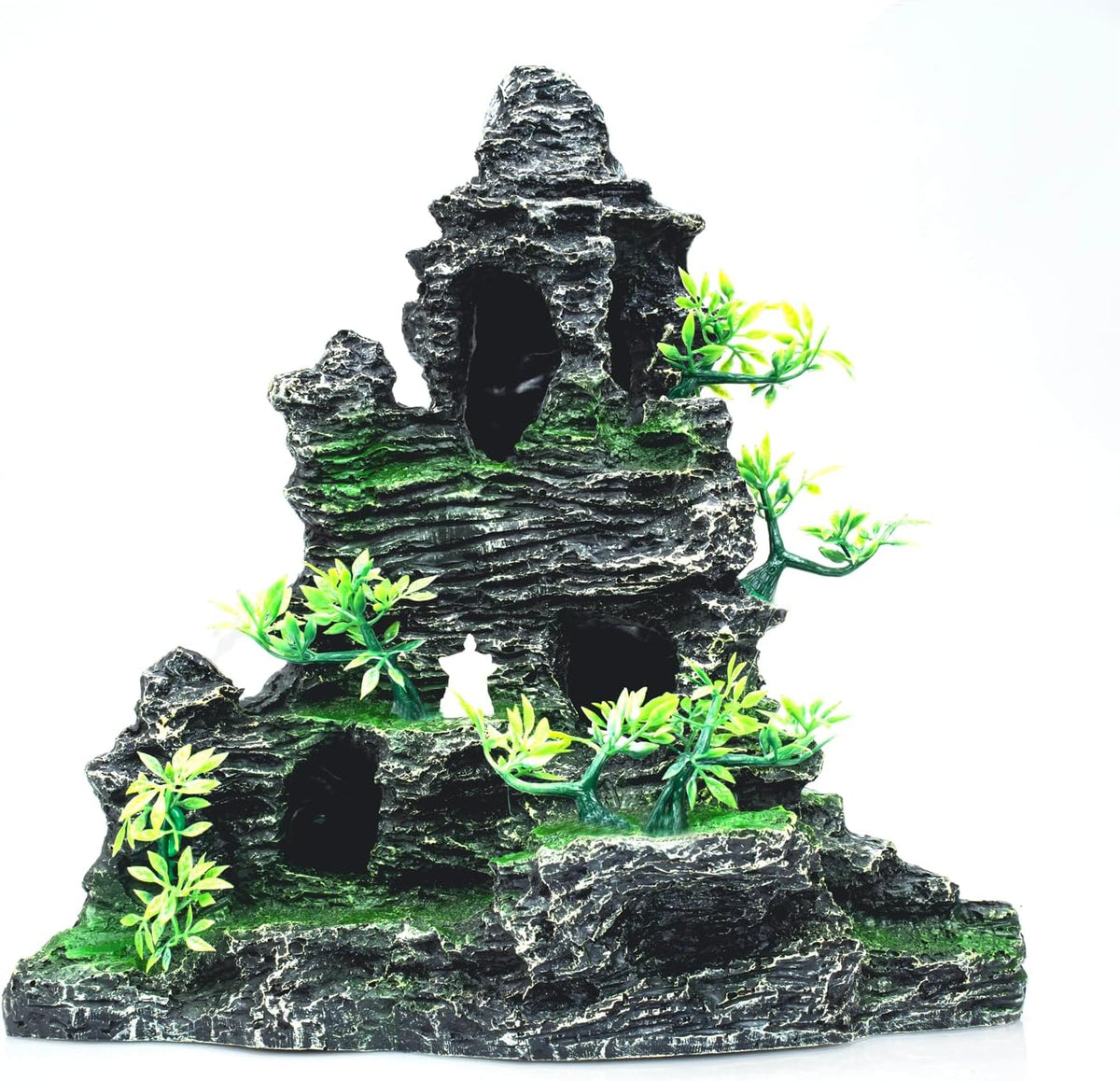Large Aquarium Decor - Fish Tank Decorations with Mountain View Stone Ornament, Ideal for Betta, Snails, Turtle