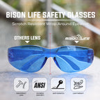 Blue Safety Glasses for Men & Women, ANSI Z87.1, 6 Pack