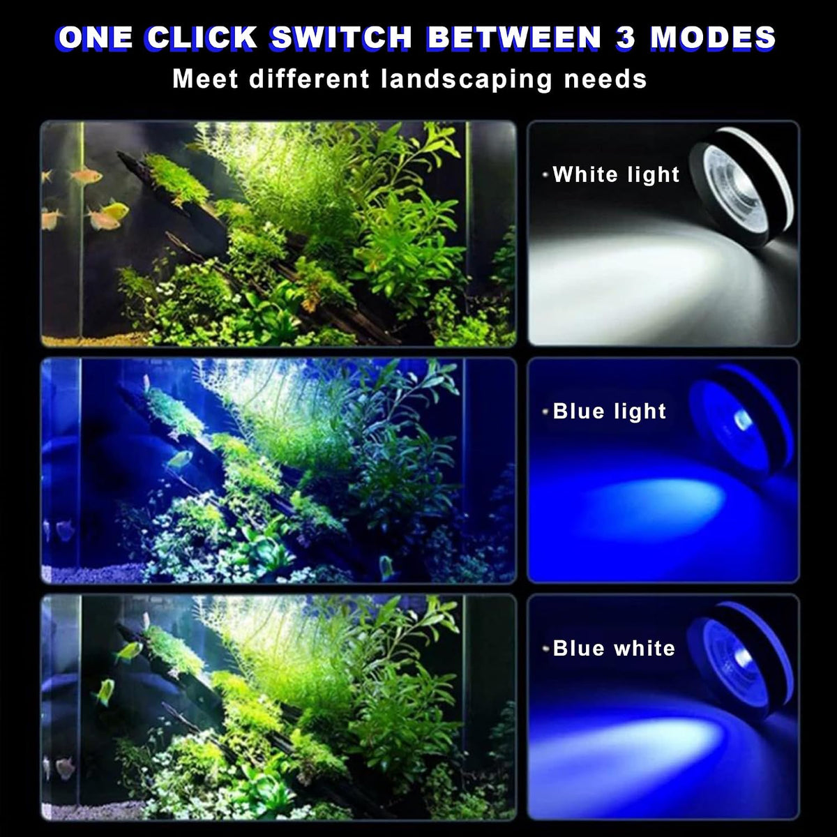 LED Aquarium Light - Clip On Full Spectrum Fish Tank Light with Adjustable Height for Planted Tanks, Coral Reef