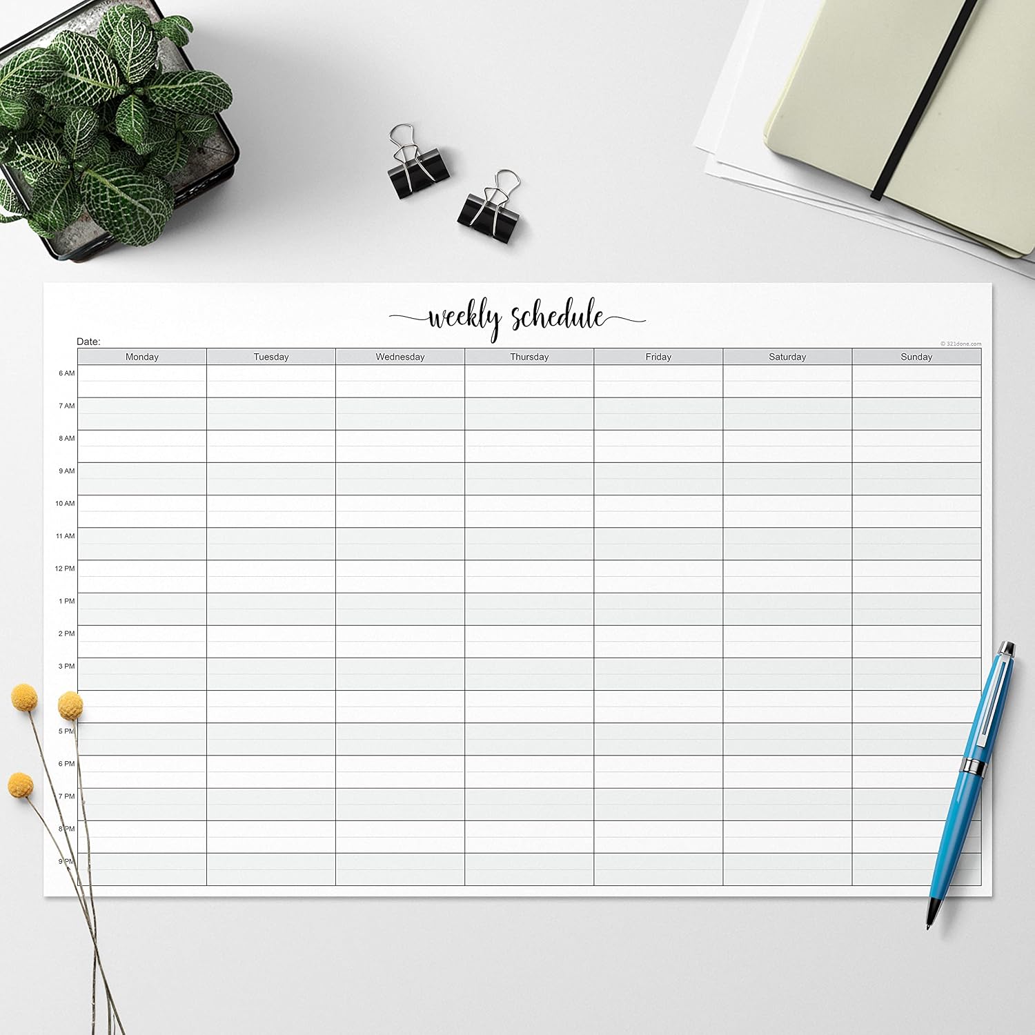 Weekly Schedule Planning Notepad - 50 Sheets 11x17 Size - Mon-Sun Hourly Appointment Productivity Weekly Planner