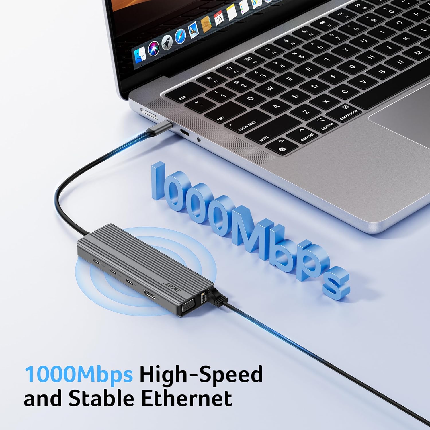 11 in 1 USB C HUB Multiport Adapter with 4K@60Hz HDMI, 2x10Gbps USB C, 2x5Gbps USB A, 100W PD Port, 1000Mbps