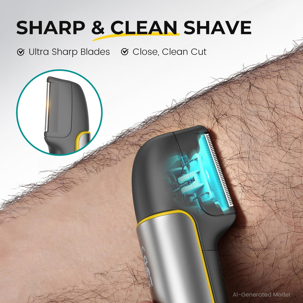 Body & Pubic Hair Trimmer for Men Electric Back Shaver for Men