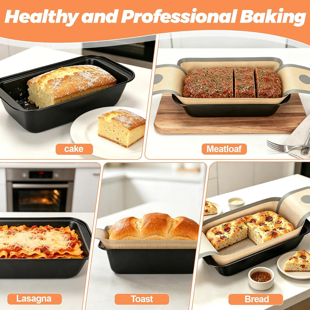 4 PCS Bread Loaf Pan with Liner Bread Pans for Homemade Bread