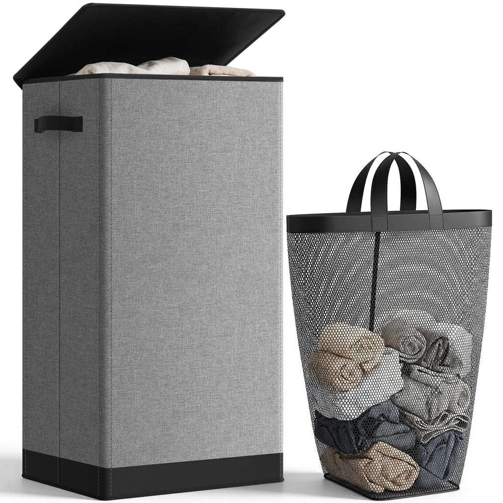 100L Laundry Hamper with Lid, Large Collapsible Laundry Basket