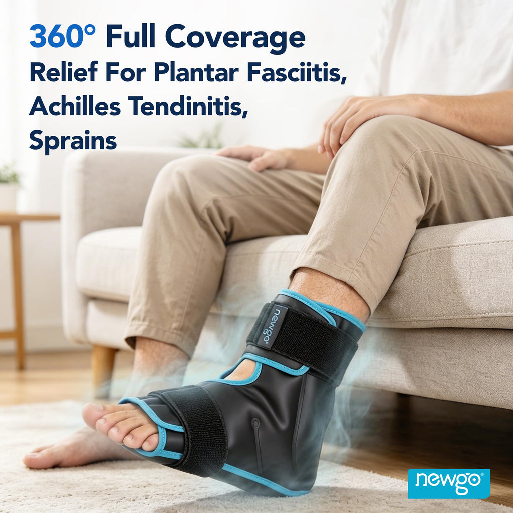 Foot Ice Pack Wrap, Cold Compression for Plantar Fasciitis, Black