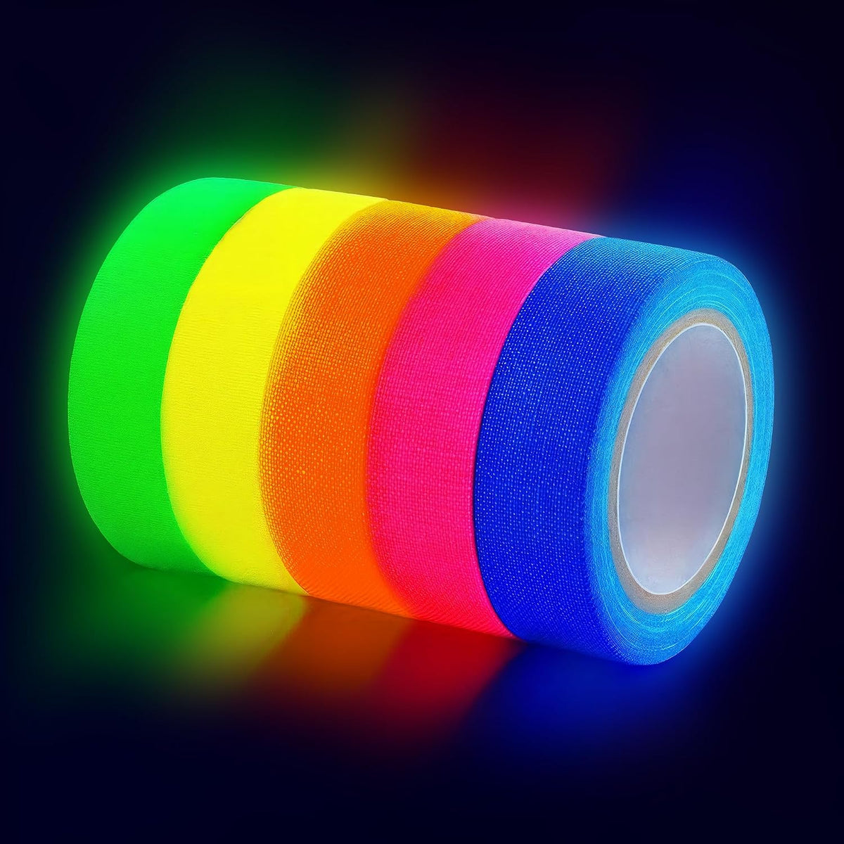 5 Pcs Neon Duct Tape Bright Colors, 18 ft x 0.5 in, Tape Rolls